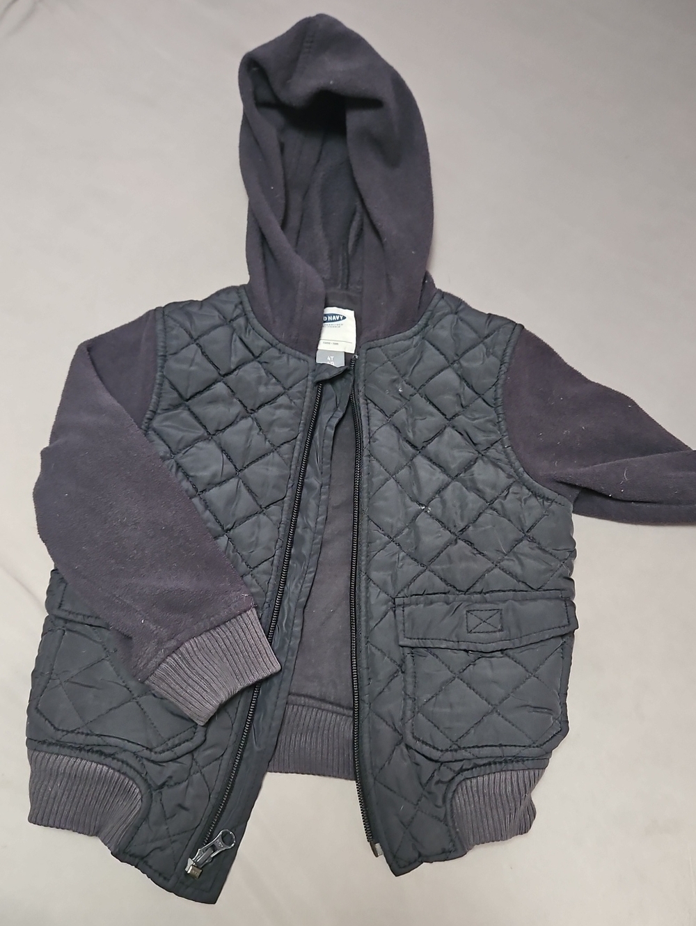 Old Navy Black Quilted Hooded Jacket for Kids
